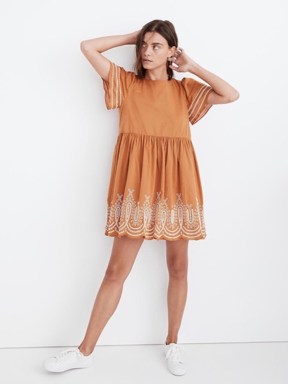 Madewell Embroidered Puff Sleeve Mini Dress size Small
